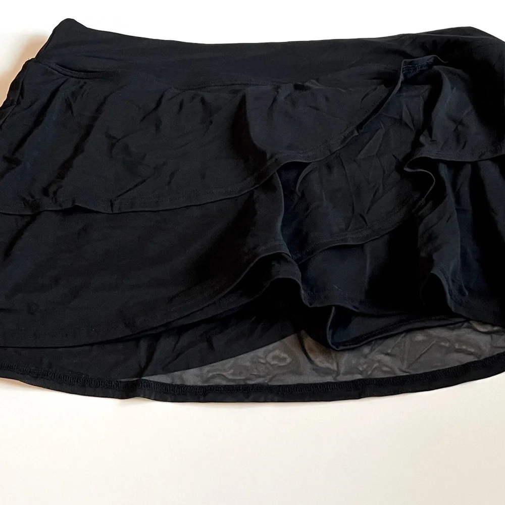 Coco Reef Women's Castaway Black Sway Mesh Layer Swim Skort black skirt short - Picture 5 of 8